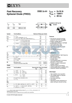 DSEI2X61-12B datasheet - Fast Recovery Epitaxial Diode (FRED)