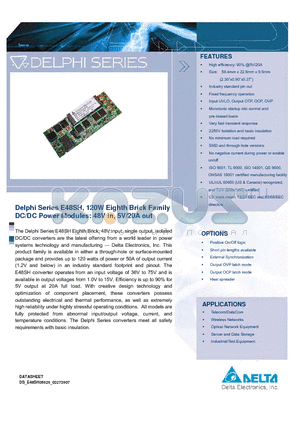 E48SH05020 datasheet - Delphi Series E48SH, 120W Eighth Brick Family DC/DC Power Modules: 48V in, 5V/20A out
