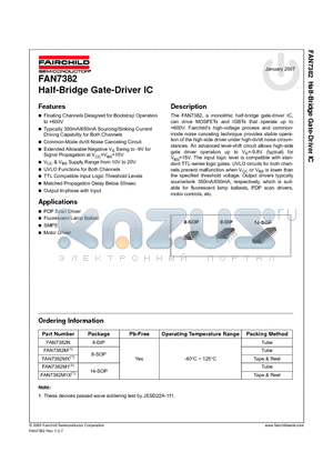 FAN7382MX datasheet - Half-Bridge Gate Driver