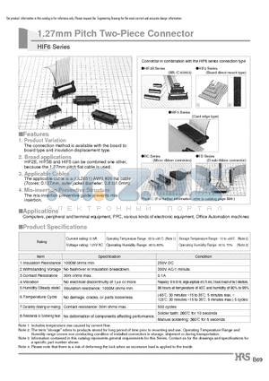 HIF6-100DA-1.27RL datasheet - 1.27mm Pitch Two-Piece Connector