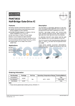 FAN73832M datasheet - Half-Bridge Gate-Drive IC