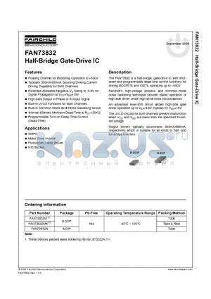 FAN73832MX datasheet - Half-Bridge Gate-Drive IC