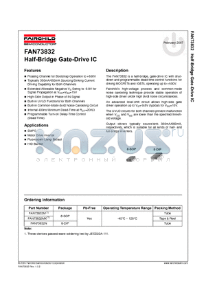 FAN73832MX datasheet - Half-Bridge Gate-Drive IC