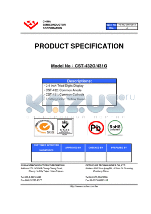 CST-432G datasheet - 0.4 Inch Triad Digits Display