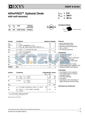 DSEP8-03AS datasheet - HiPerFRED Epitaxial Diode with soft recovery