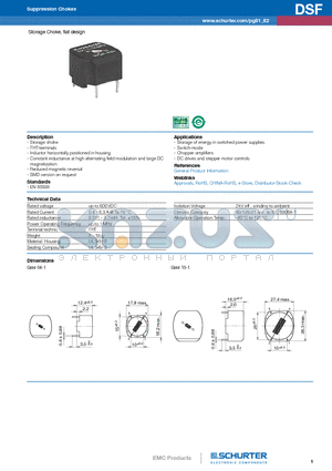 DSF-18-0002 datasheet - Storage Choke, flat design