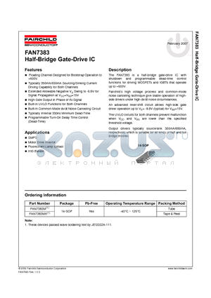 FAN7383 datasheet - Half-Bridge Gate-Drive IC