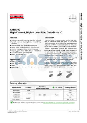 FAN7390M datasheet - High-Current, High & Low-Side, Gate-Drive IC