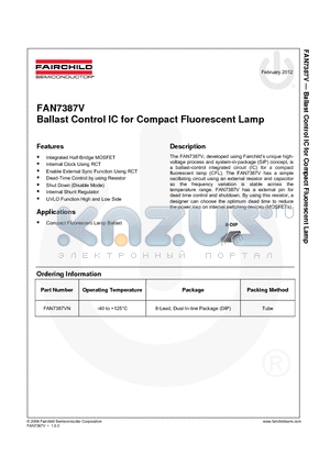 FAN7387VN_12 datasheet - Ballast Control IC for Compact Fluorescent Lamp