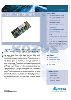 E48SH2R535PKFA datasheet - Delphi Series E48SH, 120W Eighth Brick Family DC/DC Power Modules: 48V in, 2.5V/35A out