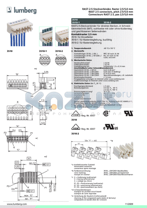 351009 datasheet - RAST-2.5-Steckverbinder, Raster 2,5/5,0 mm