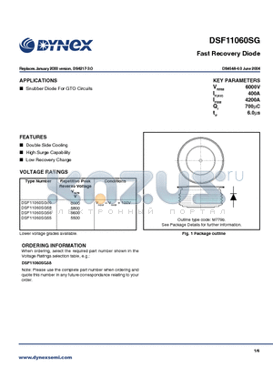 DSF11060SG58 datasheet - Fast Recovery Diode