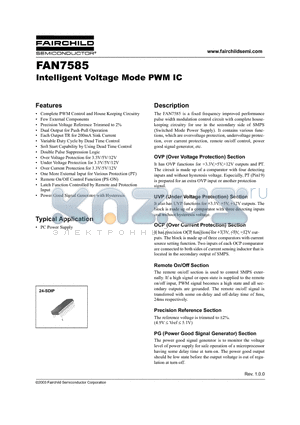 FAN7585 datasheet - Intelligent Voltage Mode PWM IC