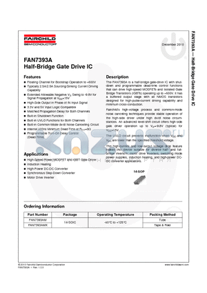 FAN7393AM datasheet - Half-Bridge Gate Drive IC