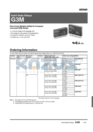 G3M datasheet - Solid State Relays