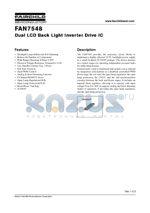 FAN7548 datasheet - Dual LCD Back Light Inverter Drive IC