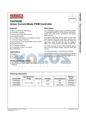 FAN7602B datasheet - Green Current-Mode PWM Controller