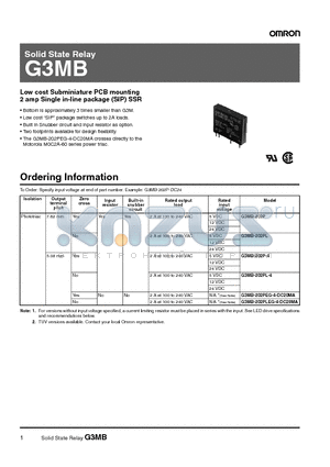 G3MB-202PL datasheet - Solid State Relay