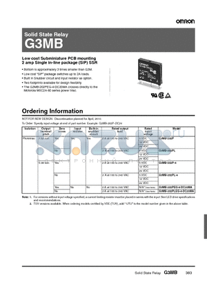 G3MB-202P datasheet - Solid State Relay