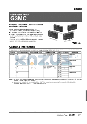 G3MC-101P datasheet - Solid State Relay