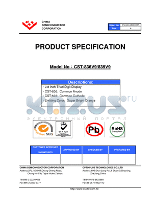 CST-836V9 datasheet - 0.8 Inch Triad Digit Display