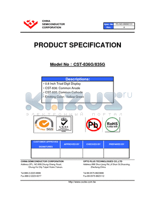 CST-836G datasheet - 0.8 Inch Triad Digit Display