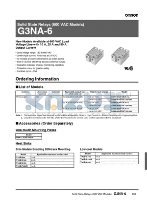 G3NA-6 datasheet - Solid State Relays (600 VAC Models)