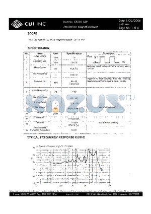 CST-911AP datasheet - magnetic buzzer