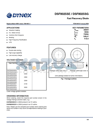 DSF8025SE datasheet - Fast Recovery Diode