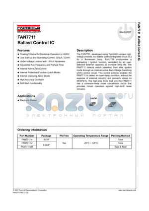 FAN7711N datasheet - Ballast Control IC