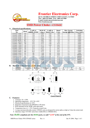 CST042C datasheet - SMD Power Choke