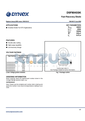 DSF8045SK45 datasheet - Fast Recovery Diode