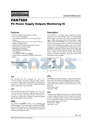 FAN7680M datasheet - PC Power Supply Outputs Monitoring IC