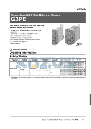 G3PE-215B datasheet - Single-phase Solid State Relays for Heaters