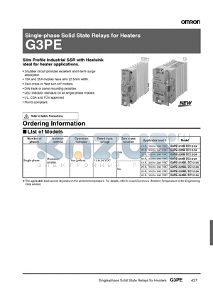 G3PE-215BL datasheet - Single-phase Solid State Relays for Heaters