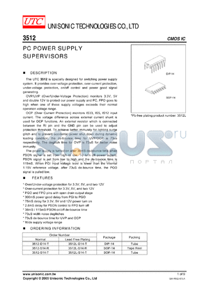 3512-S14-T datasheet - PC POWER SUPPLY SUPERVISORS