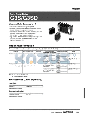 G3S datasheet - Solid State Relay