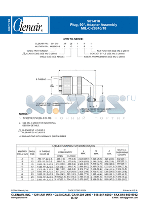 901-018NF25-1P1 datasheet - Plug, Adapter Assembly