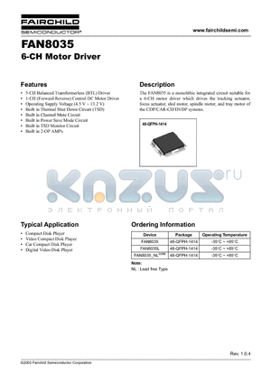 FAN8035 datasheet - 6-CH Motor Driver