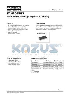 FAN8045G3XNL datasheet - 4-CH Motor Driver (5 Input & 4 Output)