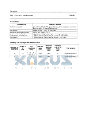 CSV-RM14-1S-10P-IZ datasheet - RM cores and accessories