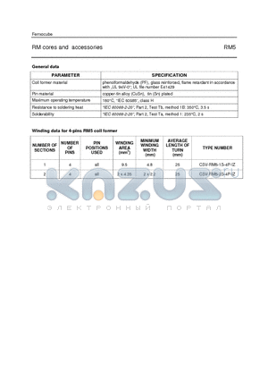 CSV-RM5-1S-4P-IZ datasheet - RM cores and accessories