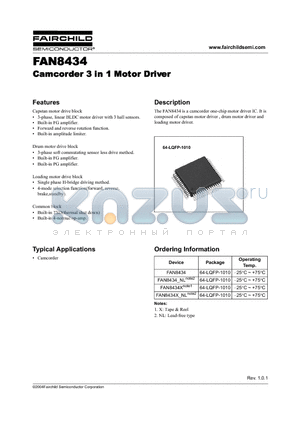 FAN8434X datasheet - Camcorder 3 in 1 Motor Driver