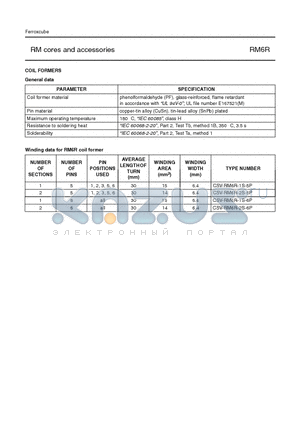 CSV-RM6R-1S-5P datasheet - RM cores and accessories