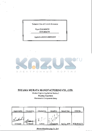 CST8 datasheet - Technical Data of Ceramic Resonator