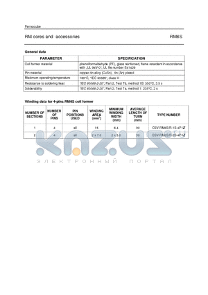 CSV-RM6S-1S-4P-IZ datasheet - RM cores and accessories