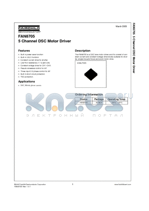 FAN8705 datasheet - 5 Channel DSC Motor Driver