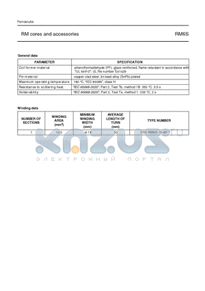 CSV-RM6S-1S-6P-T datasheet - RM cores and accessories
