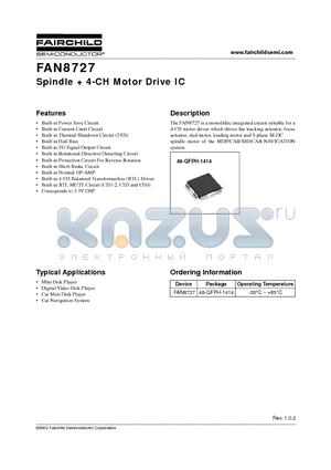 FAN8727 datasheet - Spindle  4-CH Motor Drive IC