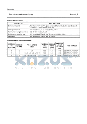 CSV-RM8-1S-10P datasheet - RM cores and accessories